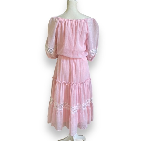 Vintage Roberta California Light Pink Puff Sleeve Midi Prairie Dress | S… - Picture 7 of 15